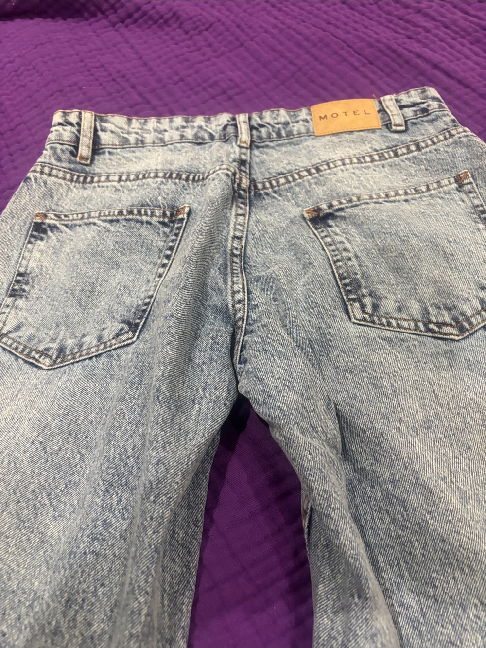Motel Rocks Washed Light Blue Bootcut Jeans - Picture 3 of 4
